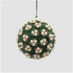 Casa si Gradina - Decoratiuni - Decoratiuni de sezon - Glob brad Craciun Elizabeth cu perle, 10 cm, verde - Infinity.ro