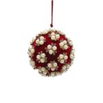 Casa si Gradina - Decoratiuni - Decoratiuni de sezon - Glob brad Craciun Elizabeth cu perle, 8 cm, rosu - Infinity.ro