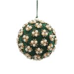 Casa si Gradina - Decoratiuni - Decoratiuni de sezon - Glob brad Craciun Elizabeth cu perle, 10 cm, verde - Infinity.ro
