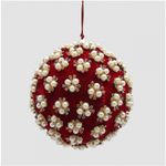 Casa si Gradina - Decoratiuni - Decoratiuni de sezon - Glob brad Craciun Elizabeth cu perle, 12 cm, rosu - Infinity.ro
