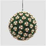 Casa si Gradina - Decoratiuni - Decoratiuni de sezon - Glob brad Craciun Elizabeth cu perle, 12 cm, verde - Infinity.ro