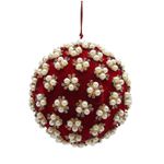 Casa si Gradina - Decoratiuni - Decoratiuni de sezon - Glob brad Craciun Elizabeth cu perle, 12 cm, rosu - Infinity.ro