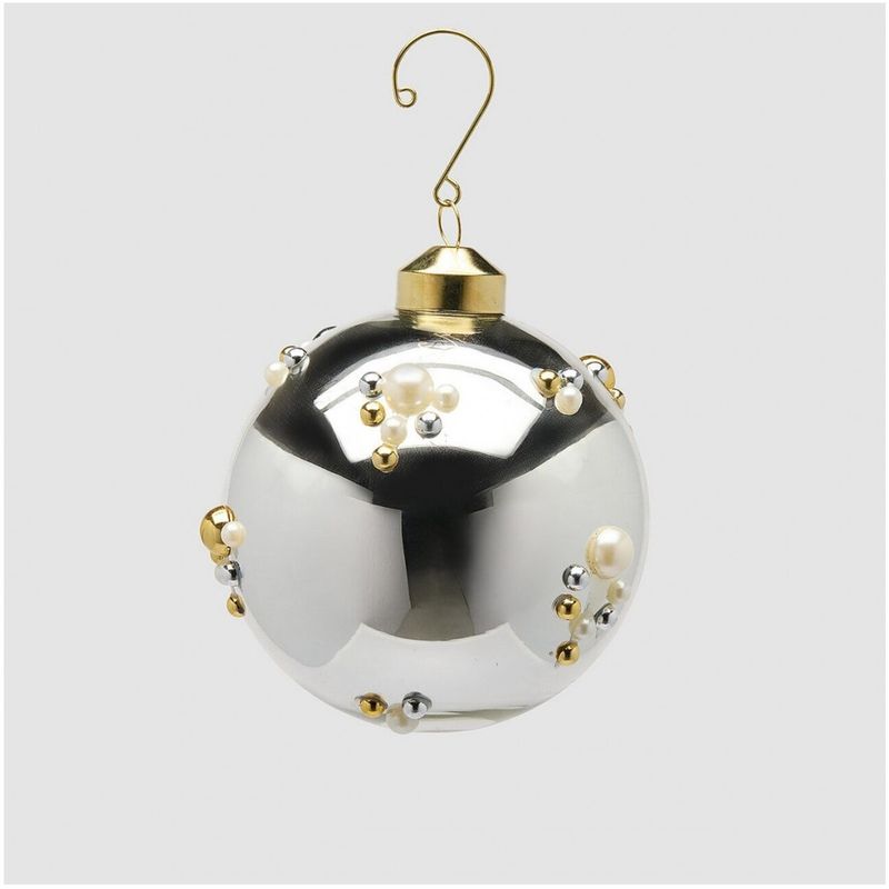 Casa si Gradina - Decoratiuni - Decoratiuni de sezon - Glob brad Craciun Bubble Ball, 10 cm, argintiu - Infinity.ro