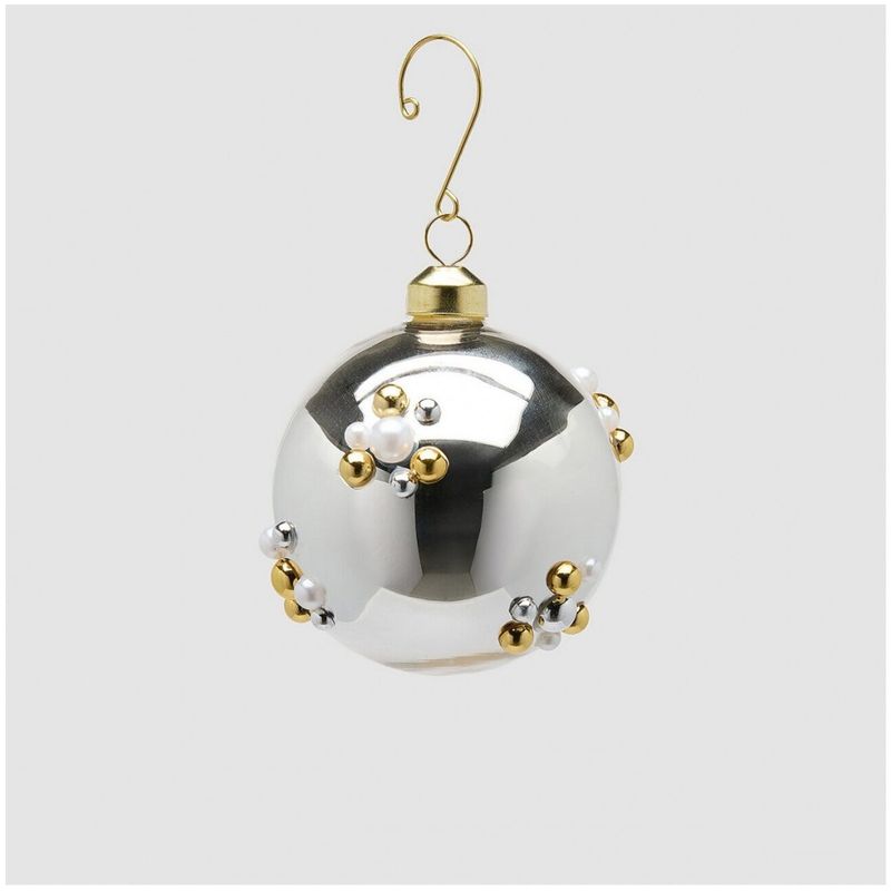 Casa si Gradina - Decoratiuni - Decoratiuni de sezon - Glob brad Craciun Bubble Ball, 8 cm, argintiu - Infinity.ro