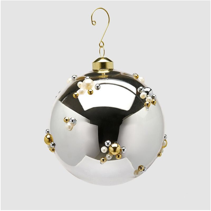 Casa si Gradina - Decoratiuni - Decoratiuni de sezon - Glob brad Craciun Bubble Ball, 12 cm, argintiu - Infinity.ro