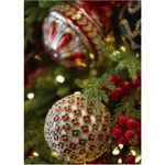Casa si Gradina - Decoratiuni - Decoratiuni de sezon - Set 3 globuri brad Craciun cu flori decorative, 10 cm, multicolor - Infinity.ro