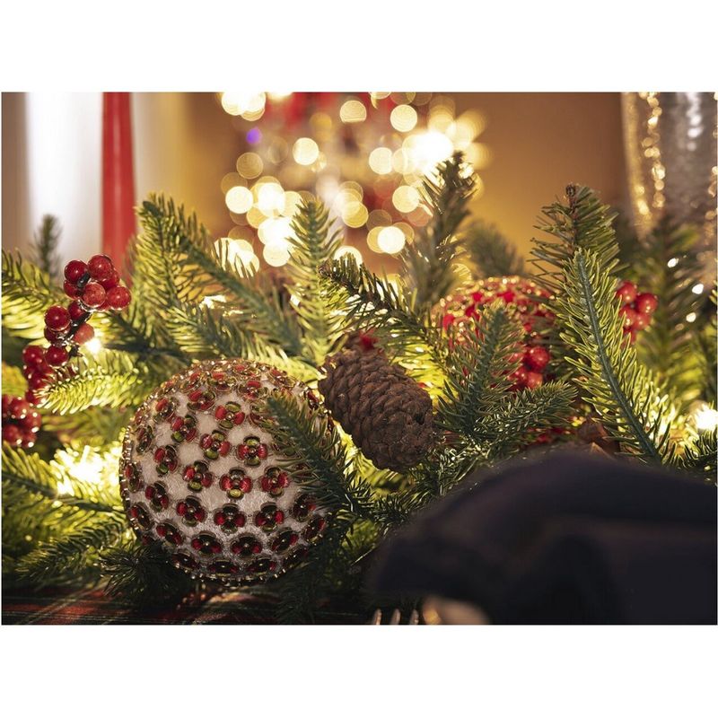 Casa si Gradina - Decoratiuni - Decoratiuni de sezon - Set 3 globuri brad Craciun cu flori decorative, 10 cm, multicolor - Infinity.ro