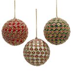 Casa si Gradina - Decoratiuni - Decoratiuni de sezon - Set 3 globuri brad Craciun cu flori decorative, 10 cm, multicolor - Infinity.ro