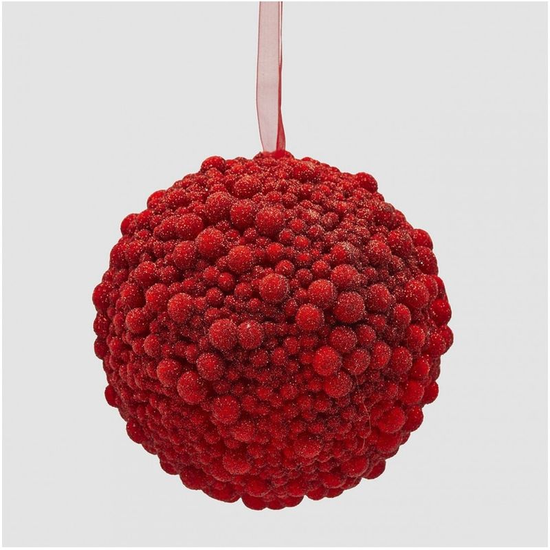 Casa si Gradina - Decoratiuni - Decoratiuni de sezon - Glob brad Craciun Glitter Bubble, 13 cm, rosu - Infinity.ro
