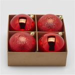 Casa si Gradina - Decoratiuni - Decoratiuni de sezon - Set 4 globuri brad Craciun Classic Red, 10 cm, rosu - Infinity.ro