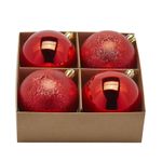 Casa si Gradina - Decoratiuni - Decoratiuni de sezon - Set 4 globuri brad Craciun Classic Red, 10 cm, rosu - Infinity.ro