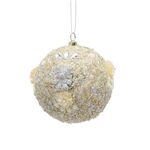 Casa si Gradina - Decoratiuni - Decoratiuni de sezon - Glob brad Craciun cu margele si flori, 10 cm, argintiu - Infinity.ro