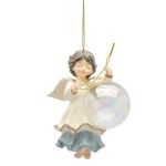 Casa si Gradina - Decoratiuni - Decoratiuni de sezon - Ornament brad Ingeras cu glob in mana, 14 cm, alb - Infinity.ro