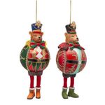 Casa si Gradina - Decoratiuni - Decoratiuni de sezon - Set 2 globuri brad Craciun pisici in uniforma de soldat, 10 cm, multicolor - Infinity.ro