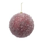 Casa si Gradina - Decoratiuni - Decoratiuni de sezon - Glob brad Craciun cu aspect inghetat, 12 cm, visiniu - Infinity.ro
