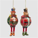Casa si Gradina - Decoratiuni - Decoratiuni de sezon - Set 2 globuri brad Craciun pisici in uniforma de soldat, 10 cm, multicolor - Infinity.ro