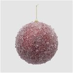 Casa si Gradina - Decoratiuni - Decoratiuni de sezon - Glob brad Craciun cu aspect inghetat, 12 cm, visiniu - Infinity.ro