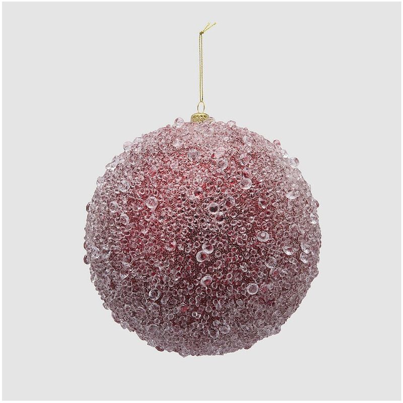 Casa si Gradina - Decoratiuni - Decoratiuni de sezon - Glob brad Craciun cu aspect inghetat, 12 cm, visiniu - Infinity.ro