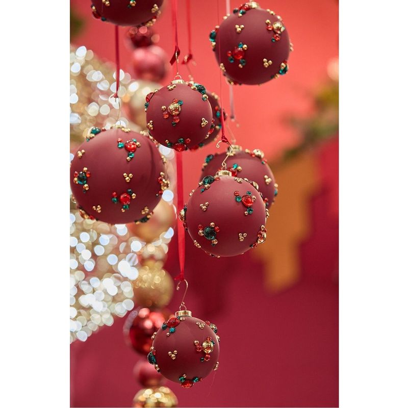 Casa si Gradina - Decoratiuni - Decoratiuni de sezon - Glob brad Craciun Bubble Ball, 12 cm, rosu - Infinity.ro