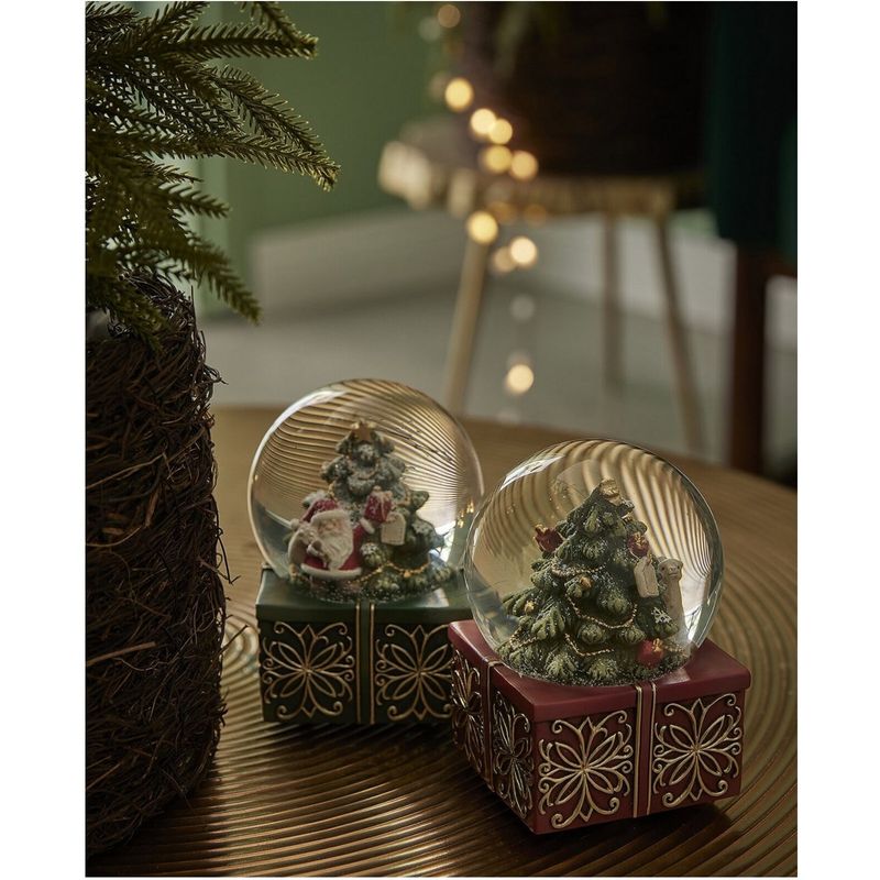 Casa si Gradina - Decoratiuni - Decoratiuni de sezon - Decoratiune Craciun Glob de zapada cu bradut si caprioara, 14.5x9x9 cm, rosu - Infinity.ro