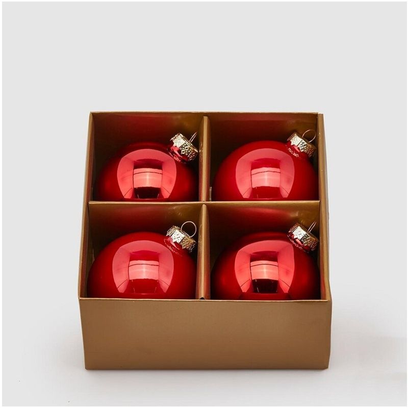 Casa si Gradina - Decoratiuni - Decoratiuni de sezon - Set 4 globuri brad Christmas Dream, 8 cm, rosu - Infinity.ro