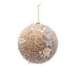 Casa si Gradina - Decoratiuni - Decoratiuni de sezon - Glob brad Craciun cu margele si flori, 10 cm, auriu - Infinity.ro