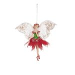 Casa si Gradina - Decoratiuni - Decoratiuni de sezon - Ornament brad Zana cu aripi de fluture, 15 cm, rosu - Infinity.ro