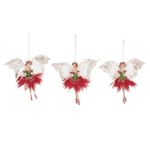 Casa si Gradina - Decoratiuni - Decoratiuni de sezon - Ornament brad Zana cu aripi de fluture, 15 cm, rosu - Infinity.ro