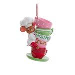 Casa si Gradina - Decoratiuni - Decoratiuni de sezon - Ornament brad Soricelul bucatar cu cesti, 8 cm, multicolor - Infinity.ro