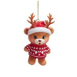 Casa si Gradina - Decoratiuni - Decoratiuni de sezon - Ornament brad Ursulet cu caciula festiva, 10 cm, multicolor - Infinity.ro