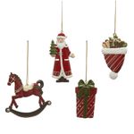 Casa si Gradina - Decoratiuni - Decoratiuni de sezon - Set 4 ornamente brad Christmas Time, 10 cm, rosu - Infinity.ro
