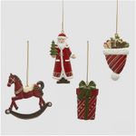 Casa si Gradina - Decoratiuni - Decoratiuni de sezon - Set 4 ornamente brad Christmas Time, 10 cm, rosu - Infinity.ro