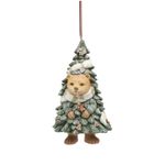 Casa si Gradina - Decoratiuni - Decoratiuni de sezon - Ornament brad Ursulet in brad cu fular, 12 cm, verde - Infinity.ro