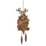 Casa si Gradina - Decoratiuni - Decoratiuni de sezon - Ornament brad Ceas cu Ren, Veverita si Iepuras, 19 cm, maro - Infinity.ro