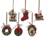 Casa si Gradina - Decoratiuni - Decoratiuni de sezon - Set 6 ornamente brad Christmas Memories, 9 cm, rosu - Infinity.ro
