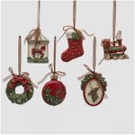 Casa si Gradina - Decoratiuni - Decoratiuni de sezon - Set 6 ornamente brad Christmas Memories, 9 cm, rosu - Infinity.ro