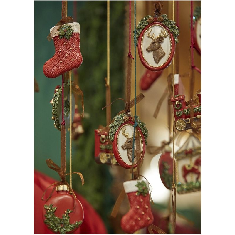 Casa si Gradina - Decoratiuni - Decoratiuni de sezon - Set 6 ornamente brad Christmas Memories, 9 cm, rosu - Infinity.ro