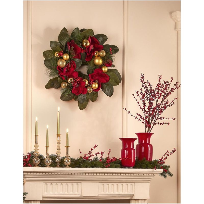 Casa si Gradina - Decoratiuni - Decoratiuni de sezon - Decoratiune brad ramura Ilex, 80 cm, rosu - Infinity.ro