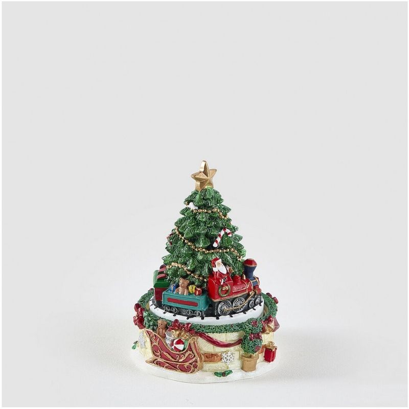 Casa si Gradina - Decoratiuni - Decoratiuni de sezon - Decoratiune Cutie Muzicala model Bradut cu tren, 16x11 cm, multicolor - Infinity.ro