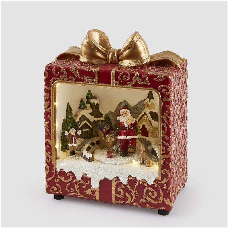 Casa si Gradina - Decoratiuni - Decoratiuni de sezon - Decoratiune Craciun model Cutie Cadou animat cu lumini LED si muzica, 24x20x12 cm, multicolor - Infinity.ro