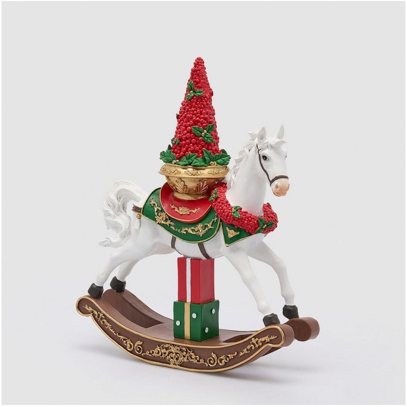 Casa si Gradina - Decoratiuni - Decoratiuni de sezon - Decoratiune Craciun Cal pe balansoar cu merisoare, 43.5x36.5x13 cm, multicolor - Infinity.ro