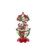 Casa si Gradina - Decoratiuni - Decoratiuni de sezon - Decoratiune Cutie Muzicala model Carusel cu Mos Craciun in sanie, 17x8.5 cm, multicolor - Infinity.ro