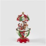 Casa si Gradina - Decoratiuni - Decoratiuni de sezon - Decoratiune Cutie Muzicala model Carusel cu Mos Craciun in sanie, 17x8.5 cm, multicolor - Infinity.ro