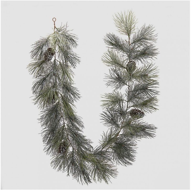 Casa si Gradina - Decoratiuni - Decoratiuni de sezon - Ghirlanda artificiala Craciun cu zapada si conuri de pin, 183 cm, verde - Infinity.ro
