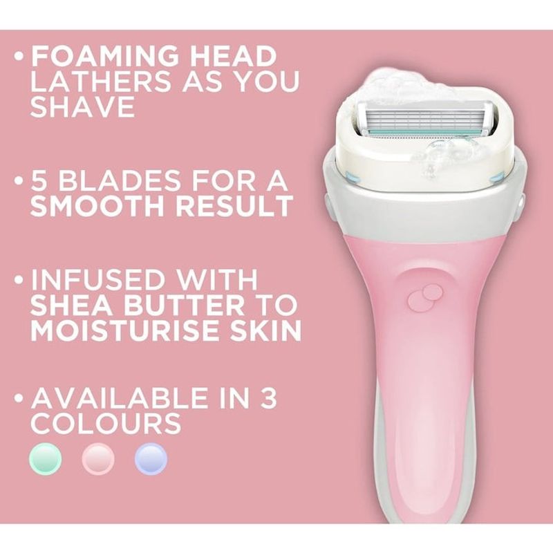 Ingrijire personala si Cosmetice - Aparate & accesorii ingrijire personala - Aparate de ras si tuns - Aparate de ras clasice - Aparat de ras pentru femei Wilkinson Sword Intuition 2 in 1 Nourishing, 4 lame, maner + 5 rezerve - Infinity.ro