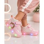 Fashion, accesorii si bijuterii - Copii - Incaltaminte copii - Sneakers si tenisi copii - Pantofi sport inalti cu luminite, Model Papusa, Piele ecologica, Fete, Roz Marimea 24 - Roz - Infinity.ro