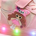 Fashion, accesorii si bijuterii - Copii - Incaltaminte copii - Sneakers si tenisi copii - Pantofi sport inalti cu luminite, Model Papusa, Piele ecologica, Fete, Roz Marimea 24 - Roz - Infinity.ro