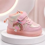 Fashion, accesorii si bijuterii - Copii - Incaltaminte copii - Sneakers si tenisi copii - Pantofi sport inalti cu luminite, Model Papusa, Piele ecologica, Fete, Roz Marimea 24 - Roz - Infinity.ro