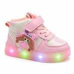 Fashion, accesorii si bijuterii - Copii - Incaltaminte copii - Sneakers si tenisi copii - Pantofi sport inalti cu luminite, Model Papusa, Piele ecologica, Fete, Roz Marimea 24 - Roz - Infinity.ro