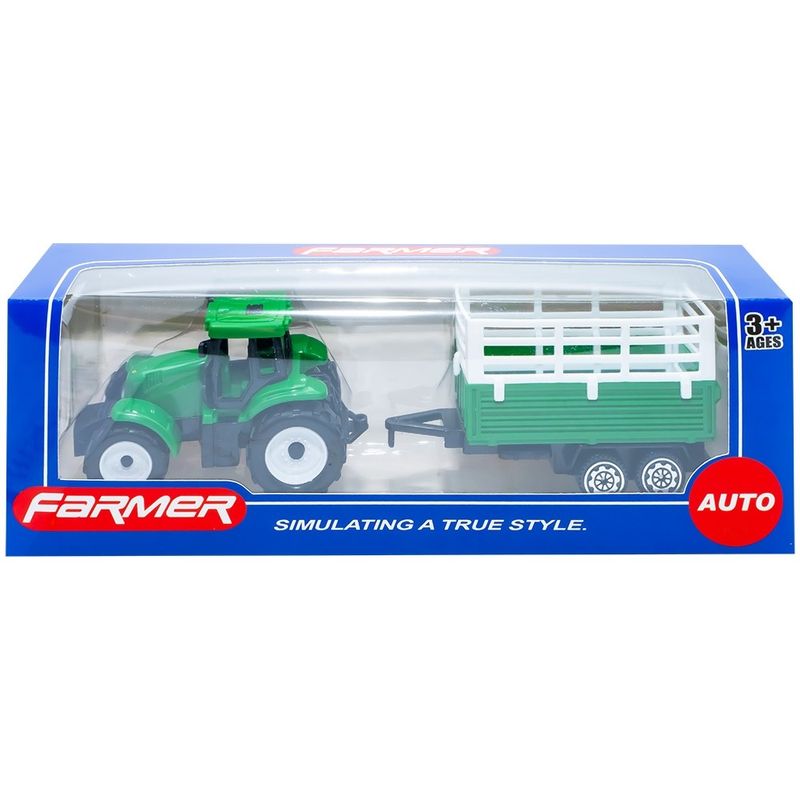 Jucarii, Copii si Bebe - Jucarii si jocuri - Vehicule si jucarii cu telecomanda - Masinute - Mini Tractor cu Remorca Detasabila pentru Copii, Mecanism prin Impingere, Plastic Rezistent, 3 ani+ - Infinity.ro